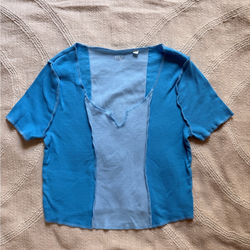 Stylish Blue Short Sleeve Women's Top
